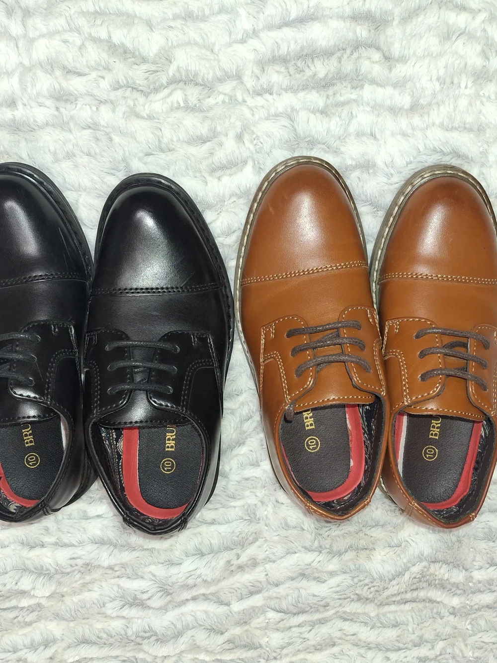 Bruno Marc Boy's Classic Oxford Dress Shoes in Tan and Black